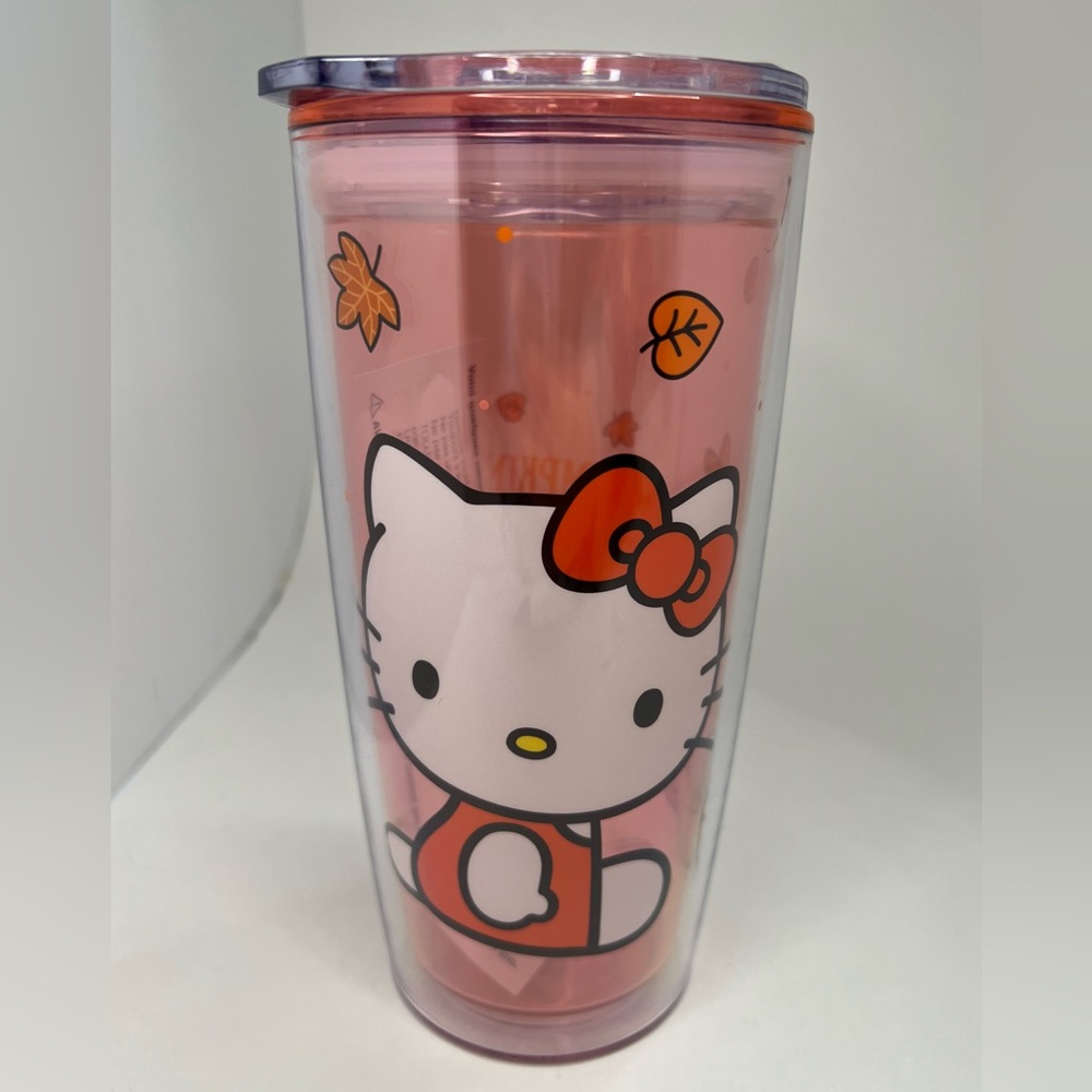 Hello Kitty Fall Pumpkin Spice Plastic Tumbler Cup Autumn